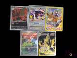 several pokemon cards on a black background with a black background