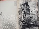 an open book with a picture of a man standing on a boat