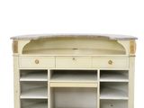 an image of a white tv stand with a marble top