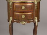 an image of a small wooden table with two drawers on it