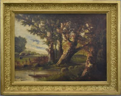 A. DARNAS (XXe siècle) - Arbres et rivière