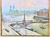 a painting of a view of the eiffel tower in paris
