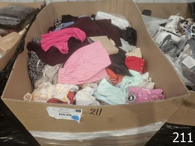 une boîte en carton remplie de vêtements et d'autres objets