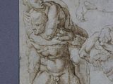 drawing of a man holding a child in his arms