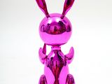 pink rabbit sculpture on white background with white background