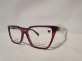 purple glasses on a white table with a white background