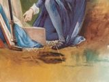 a picture of a painting of a woman holding an umbrella