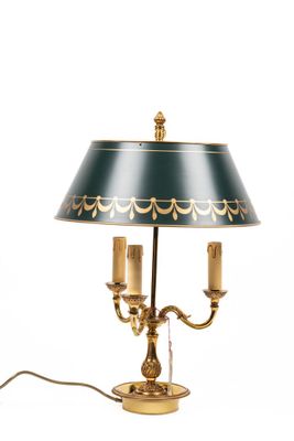 Lampe bouillotte en métal doré à trois bras de lumières, aba… - Photo 1