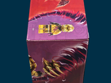 a red box that has a picture of a dragon on it