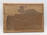an old picture of a man and a dog on a brown background
