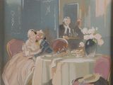 tableau représentant un homme et une femme assis à une table devant un miroir
