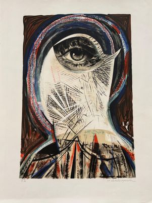 une image représentant un tableau montrant le visage d'une femme avec un œil