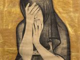 tableau représentant une femme se couvrant le visage de ses mains