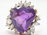 an image of a heart shaped amethorate and diamond ring