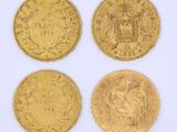 three gold sovereigns, one of which is a sovereign and one of which is a sovereign