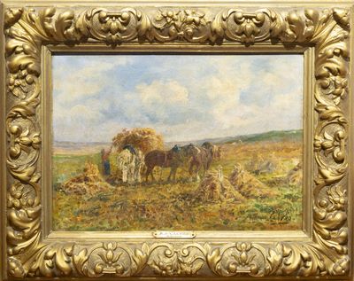 une photo d'un tableau représentant des chevaux dans un champ