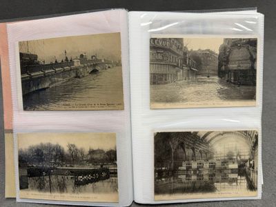 trois vieilles photos en noir et blanc d'une rivière et d'un pont