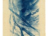 an image of a blue and white drawing of a tree