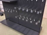a black display with lots of different items on it