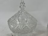 pair of antique cut glass perfume bottles with silver lids
