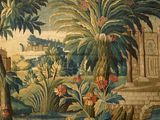 a tapestry with a picture of a jungle scene on it