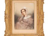 une image d'un tableau représentant une femme en robe blanche