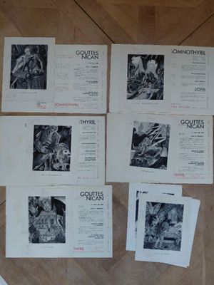 beaucoup de feuilles par terre avec des images dessus