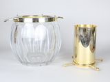 gold plated glass ice bucket and gold plated glass tumbler