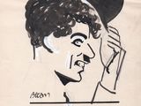 drawing of a man with a top hat talking on a cell phone