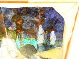 a picture of a painting on the wall of a bathroom
