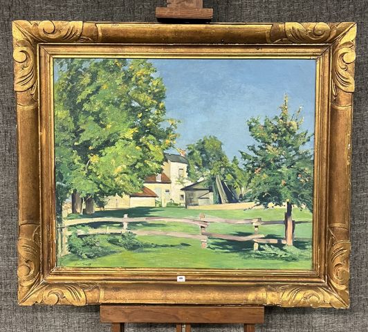 Alfred SMITH (1854-1936) « Coin de ferme à Crozant, 1936 ». Huile...