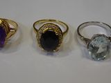 three rings with amethorate, amethorate and amethorate