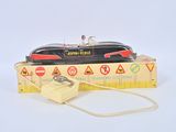a toy boat sitting on top of a box with a mouse attached to it