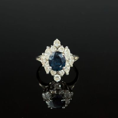 a sapphire and diamond cluster ring