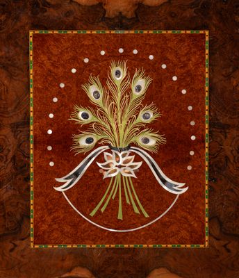 Panneau décoratif en marqueté de bois et nacre représentant …