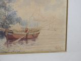 a picture of a painting of a boat on the water