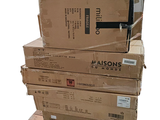 several boxes stacked on top of each other on a pallet