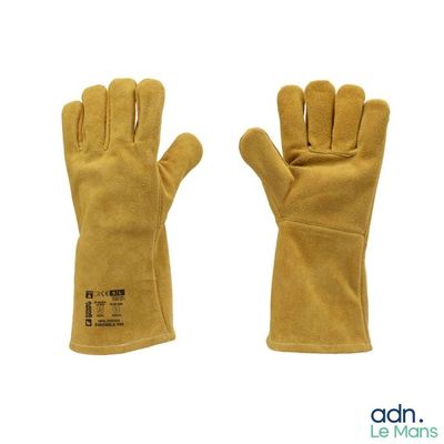 an image of a pair of leather work gloves on a white background