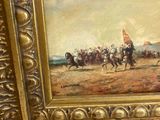 an image of a painting of a man on a horse in a field