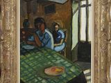 an image of a painting of two people sitting at a table