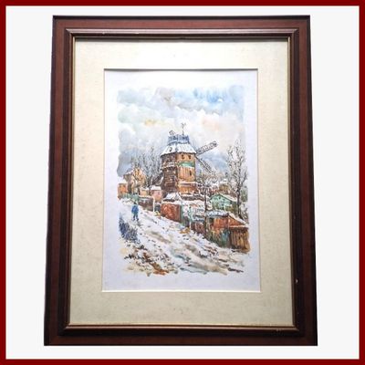 LAVOINE Robert 1916-1999 : Montmartre, le Moulin sous la nei…