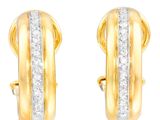 Boucles d'oreilles créoles bicolores en or et diamants