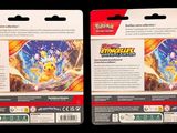 two packs of pokemon trading cards are shown on a black background