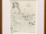 an image of a drawing of a woman sitting in a chair