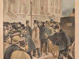 an old french newspaper with a drawing of a crowd of people