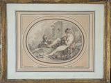 an image of a drawing of a woman sitting on a bed