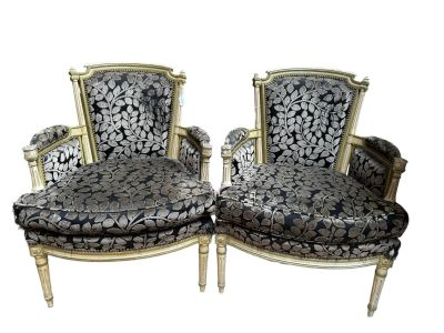 pair of french louis xvi style armchairs