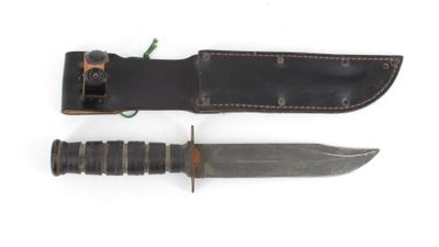 knife and sheath on a white surface with a white background