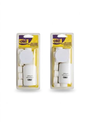 2 pack of white adhesives in plastic packaging on a white background