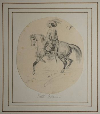 ADAM Victor, attribué à, Cavalier, dessin à la mine de plomb… - Photo 1